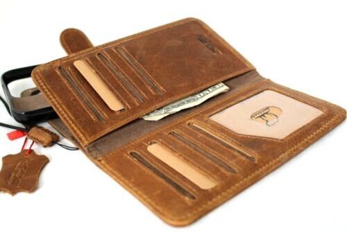 Vintage Leather iPhone Wallet Case: Stamped Emboss, Card Slots