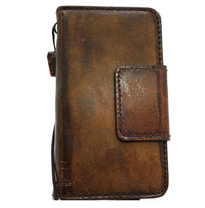 Vintage Leather iPhone Wallet Case: Stone Wash, Magnetic Clasp