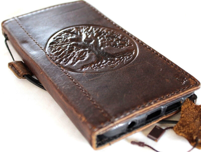 Vintage Leather iPhone Wallet Case: Tree Of Life Embossed Cover