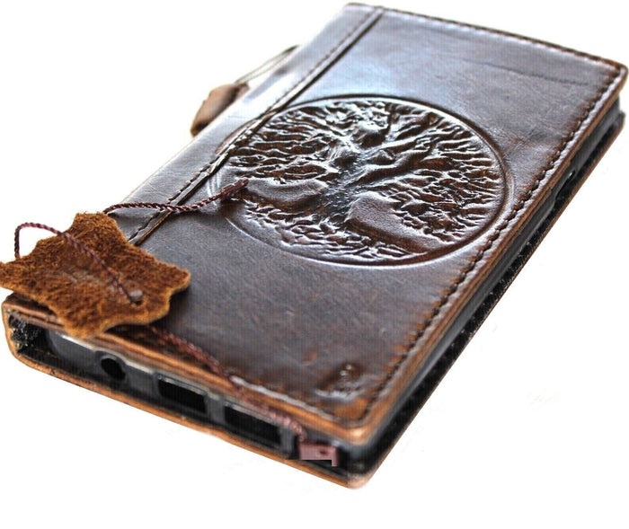 Vintage Leather iPhone Wallet Case: Tree Of Life Embossed Cover