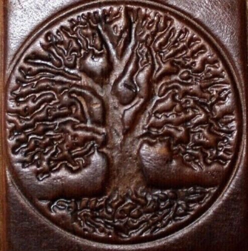 Vintage Leather iPhone Wallet Case: Tree Of Life Embossed Cover