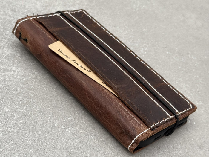 Vintage Leather iPhone Wallet Case with Card Slots