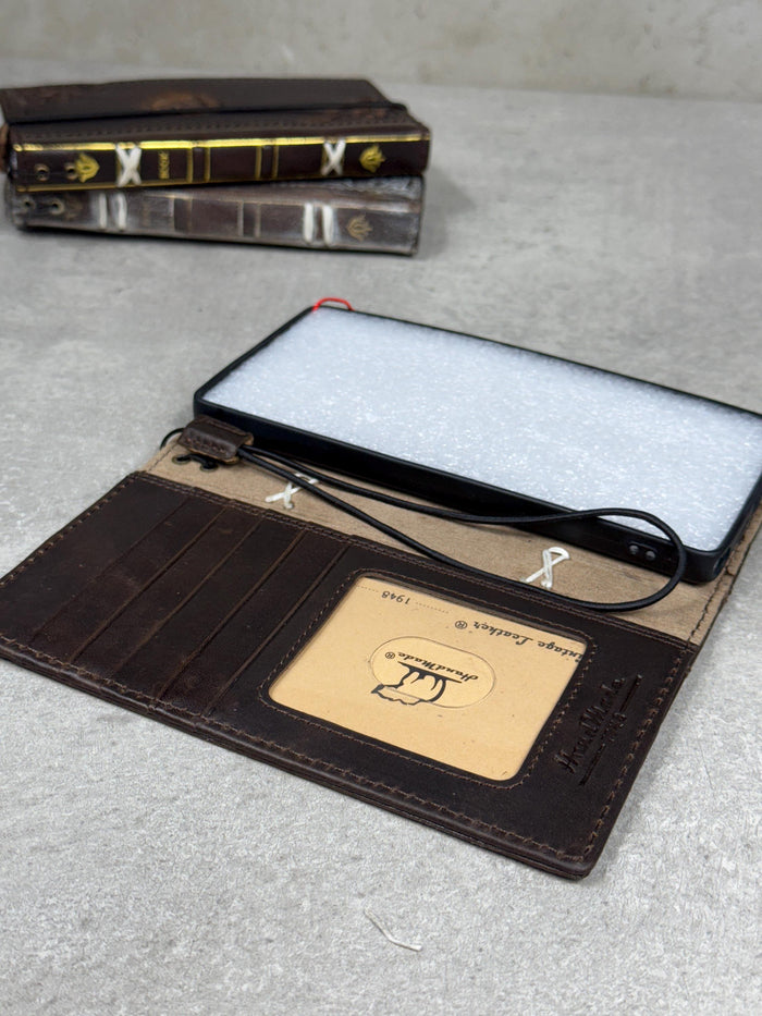 Vintage Leather Wallet Case for Google Pixel: Book Art Design