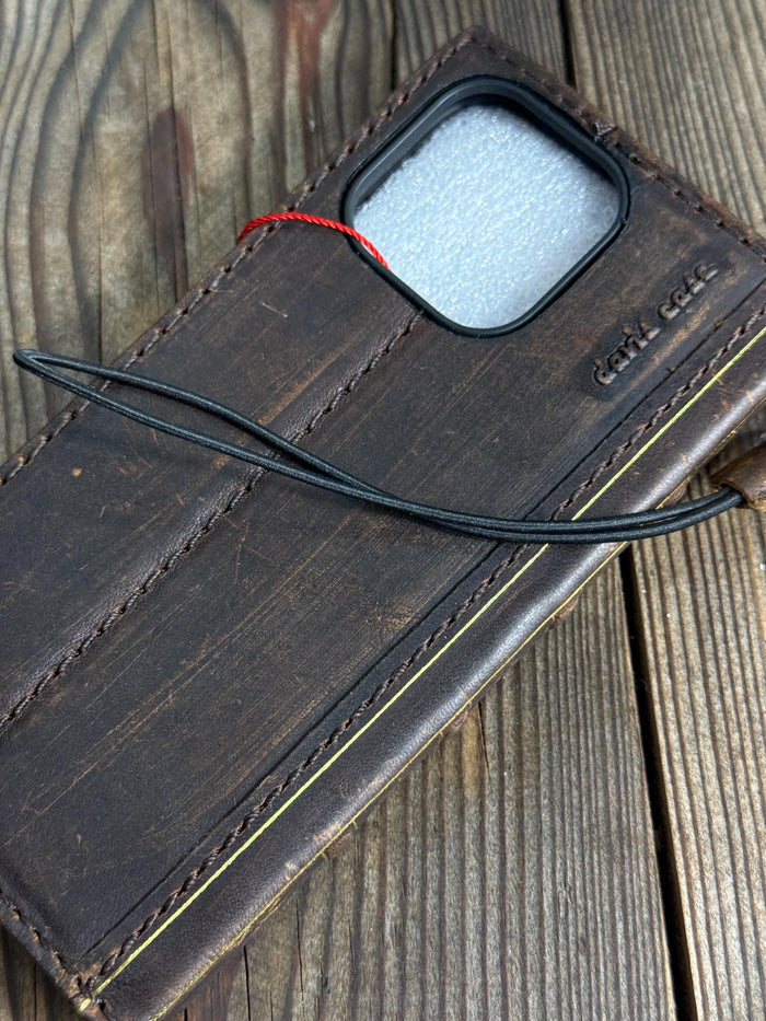 Vintage Leather Wallet Case for iPhone 17: Book Style, Card Slots