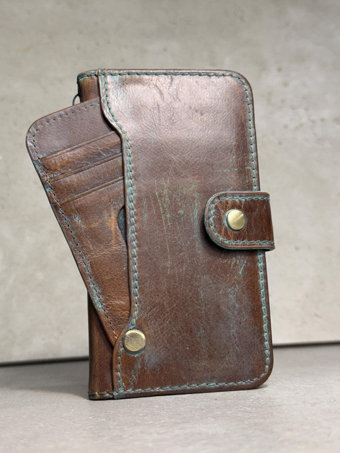Vintage Leather Wallet Case for iPhone: Book Style, Card Slots