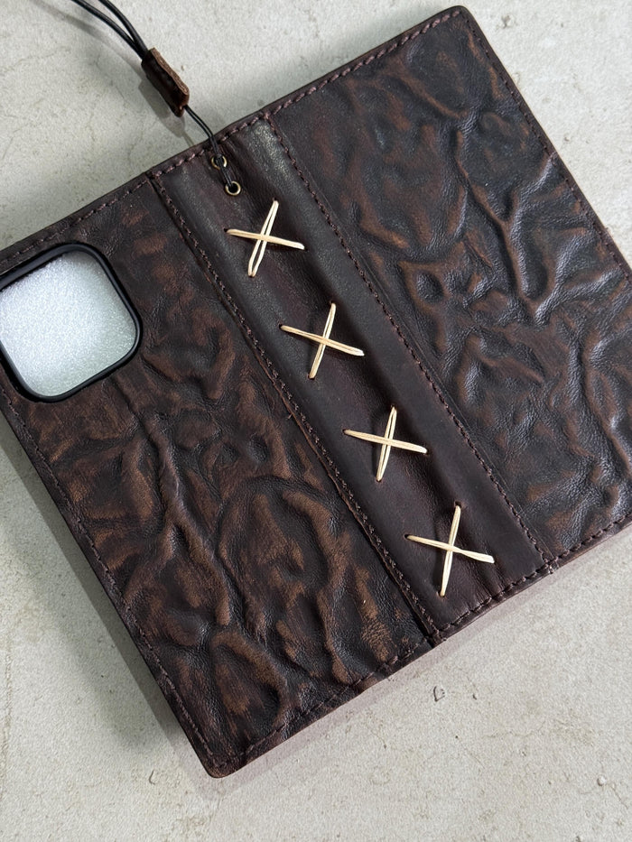 Vintage Leather Wallet Case for iPhone: Book Style, Card Slots