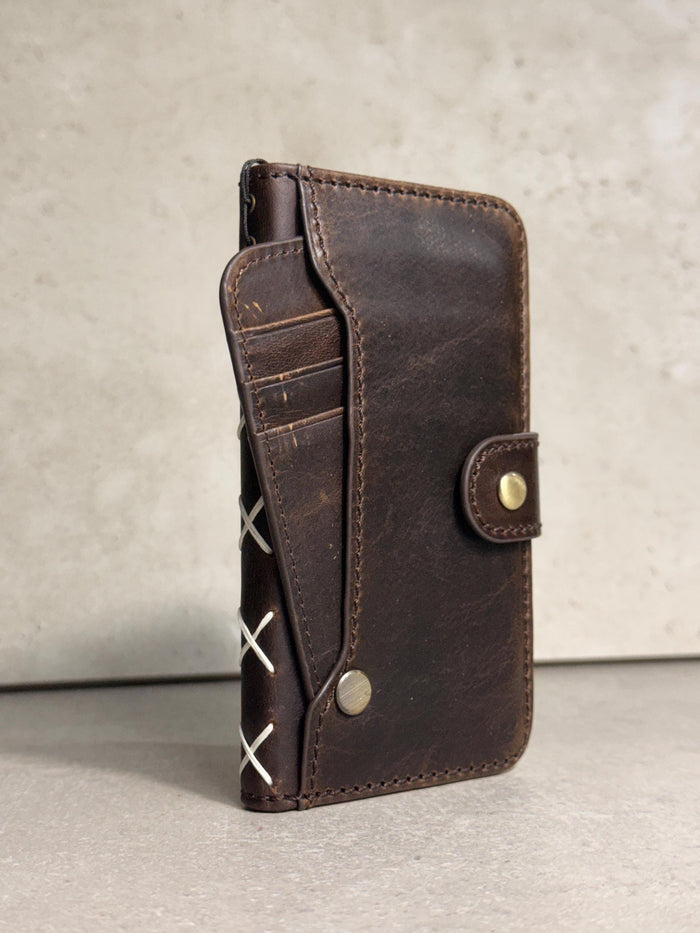 Vintage Leather Wallet Case for iPhone: Book Style, Card Slots