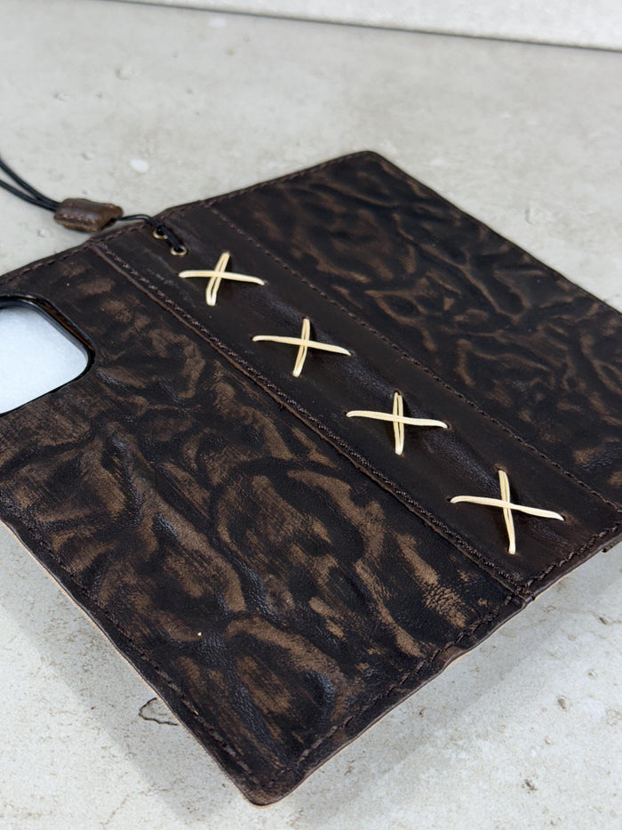 Vintage Leather Wallet Case for iPhone: Book Style, Card Slots