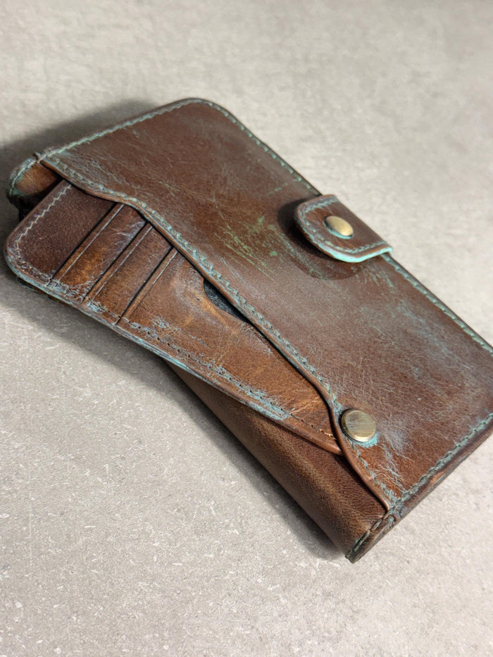 Vintage Leather Wallet Case for iPhone: Book Style, Card Slots