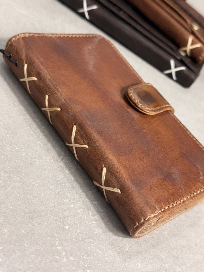 Vintage Leather Wallet Case for iPhone: Book Style, Card Slots