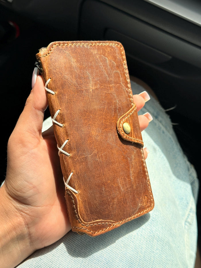 Vintage Leather Wallet Case for iPhone: Book Style, Card Slots