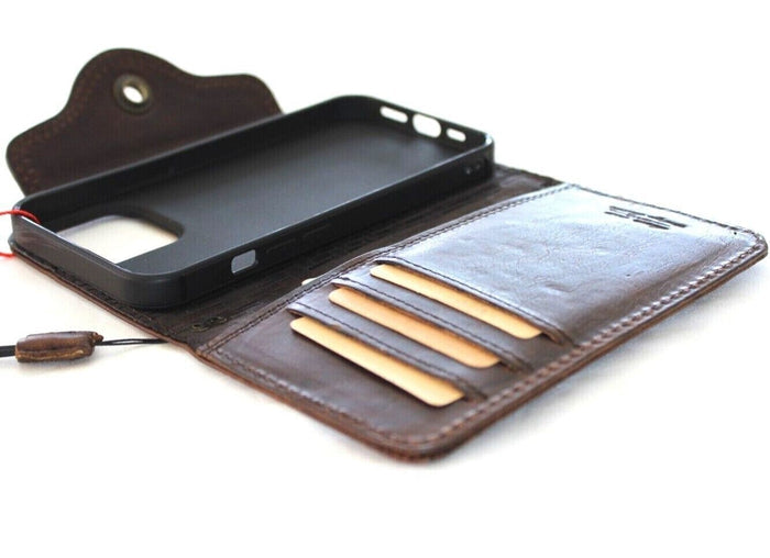Vintage Style Leather iPhone Wallet Case: Floral Tooled Book Cover