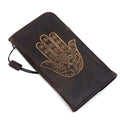 Vintage Style Leather iPhone Wallet Case with Hamsa Design