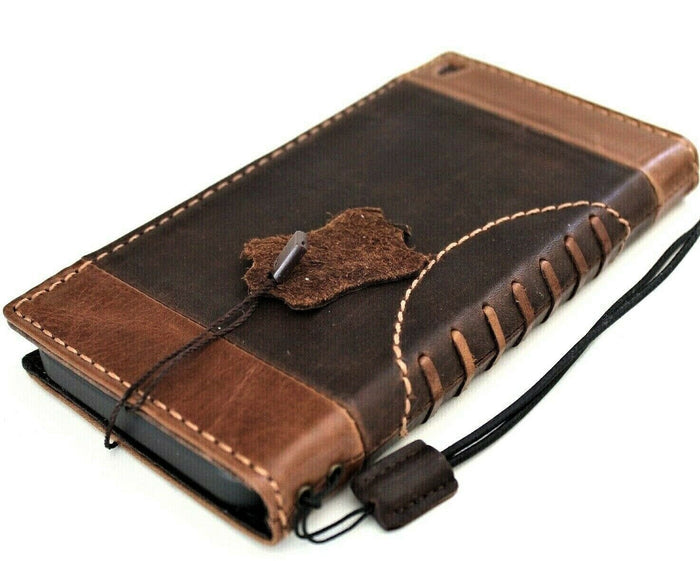 Vintage Tan Leather iPhone Wallet Case: Full Grain Leather, Card Slots