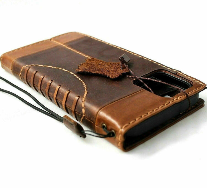 Vintage Tan Leather iPhone Wallet Case: Full Grain Leather, Card Slots