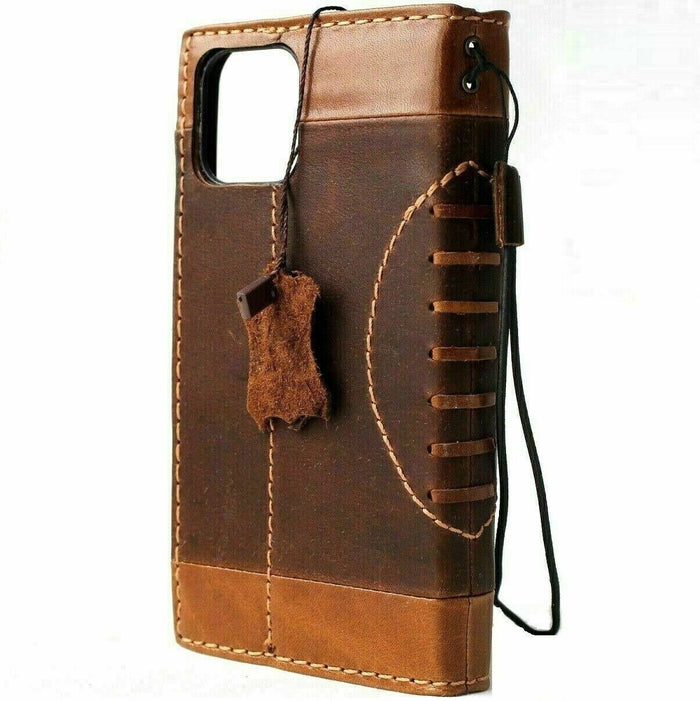 Vintage Tan Leather iPhone Wallet Case: Full Grain Leather, Card Slots