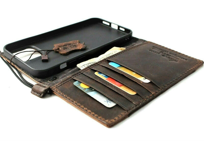 Vintage Tan Leather iPhone Wallet Case: Full Grain Leather, Card Slots