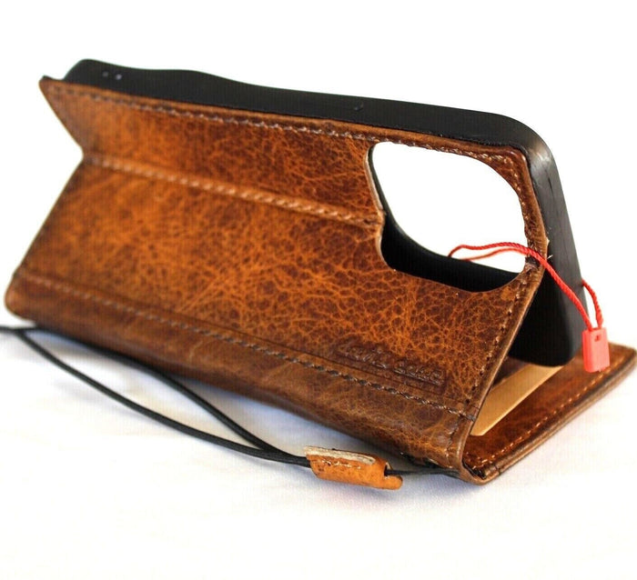 Vintage Tan Leather iPhone Wallet Case: Stamped Eagle Design