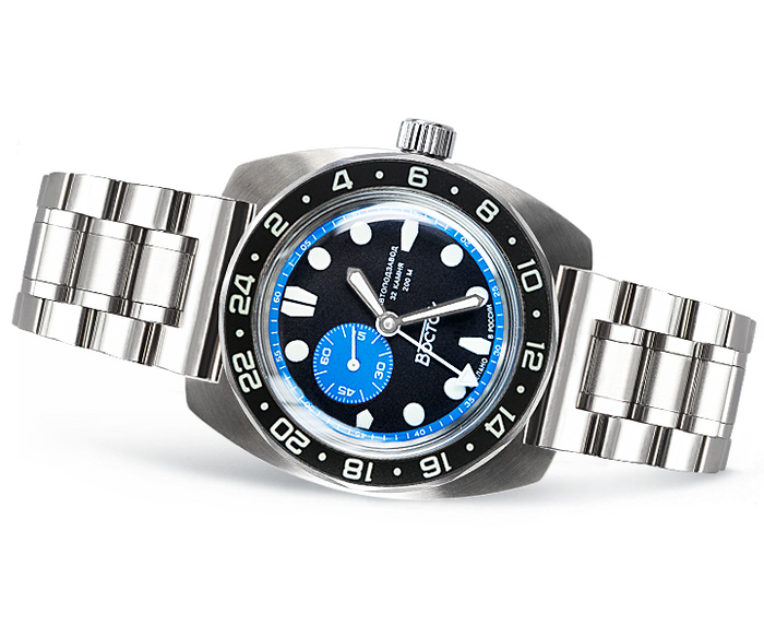 Vostok Amphibia 17034B GMT Watch Batman | Scubadudestore