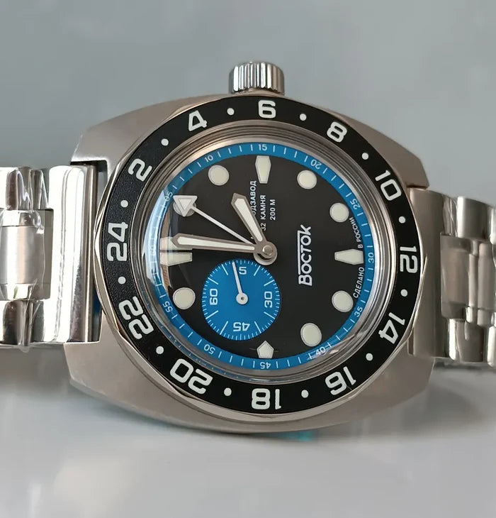 Vostok Amphibia 17034B GMT Watch Batman | Scubadudestore
