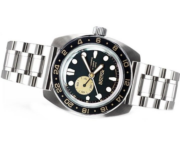 Vostok Amphibia 17098B GMT Watch Batman | Scubadudestore
