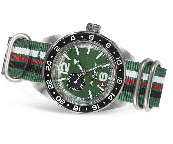 Vostok Komandirskie 03097A GMT Watch Russian Military Automatic | Scubadudestore