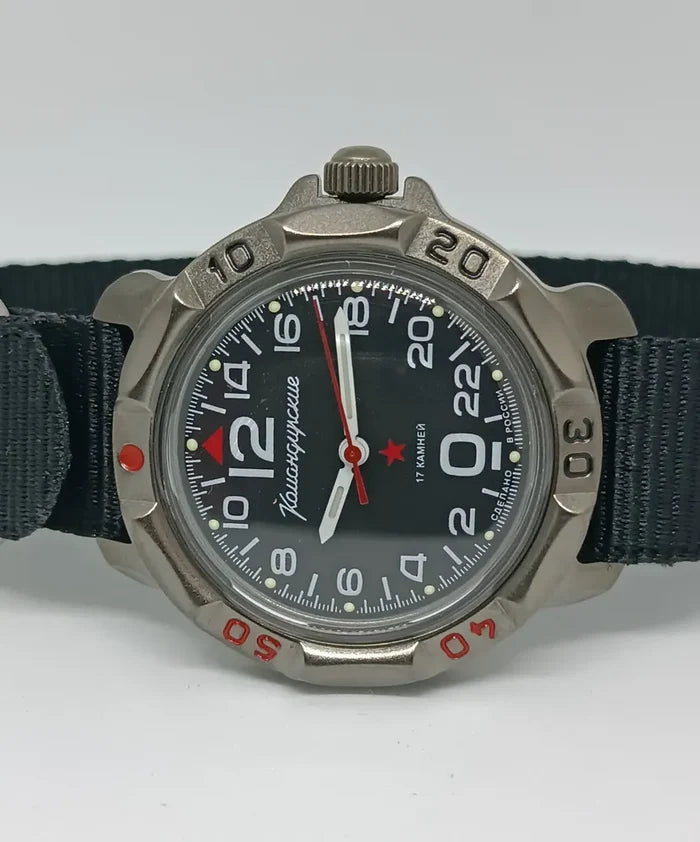 Vostok Komandirskie 81615V 24-Hour Military Mechanical Watch | Scubadudestore