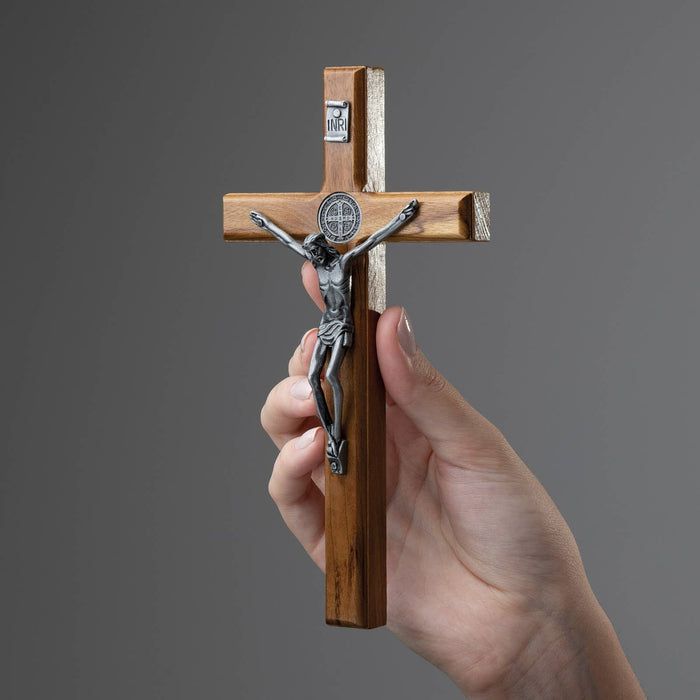 Wall Cross - St. Benedict Wooden   7.5"