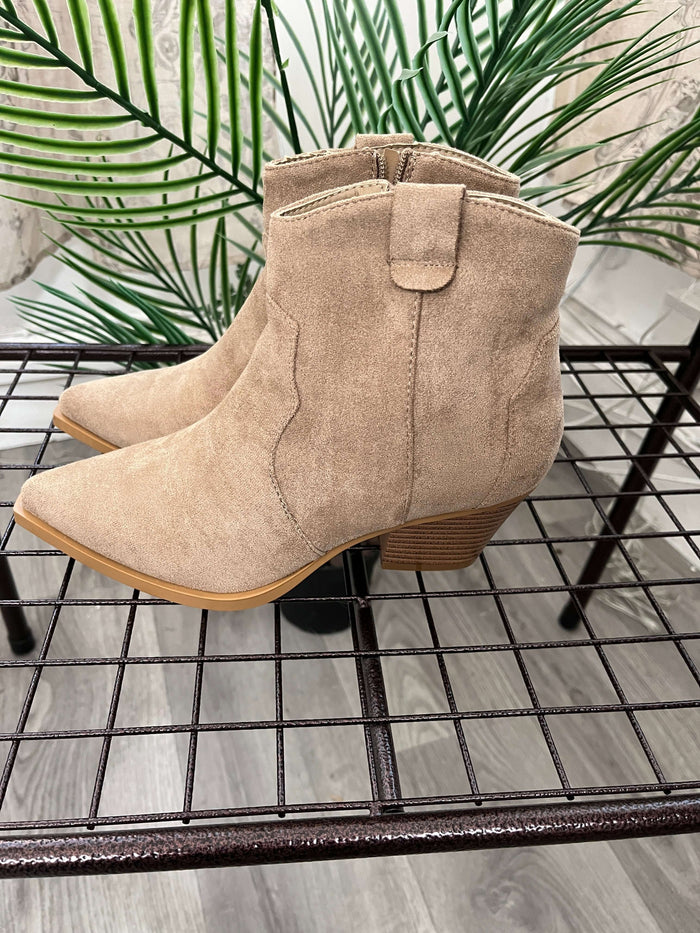 Western Ankle Boots in Taupe