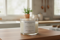 Candle with Westwind & Co label on a kitchen counter