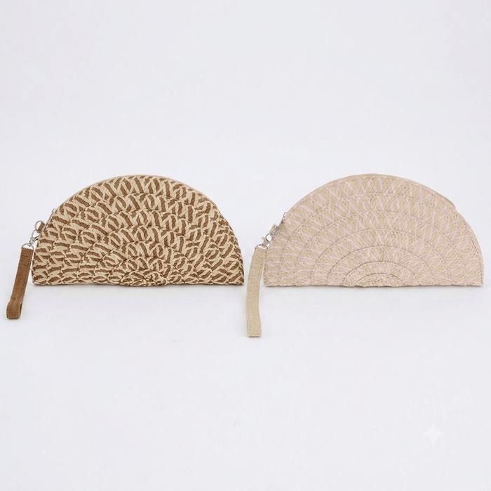 Woven Half Circle Clutch Bag - Two Colours