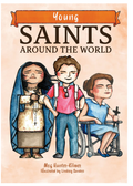 Book cover of 'Young Saints Around the World' with illustrations of three children.