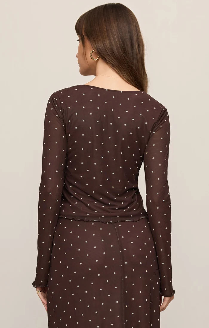 Z Supply Amara Polka Dot Mesh Top - Dark Chocolate