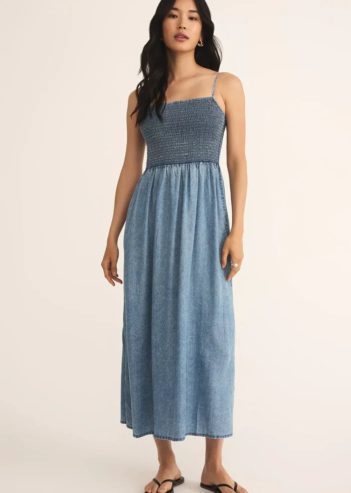 Z Supply Bayside Chambray Midi Dress - Medium Chambray