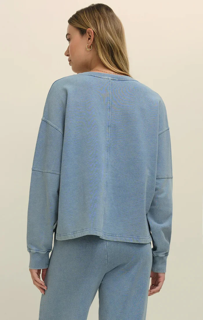 Z Supply Delphine Knit Sweatshirt Ocean Air