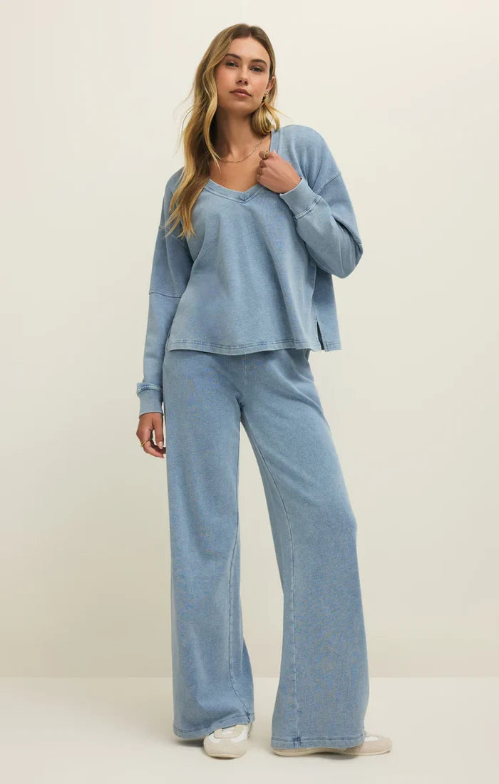 Z Supply Delphine Knit Sweatshirt Ocean Air