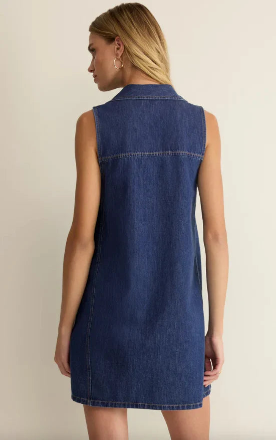 Z Supply New Day Denim Mini Dress - Deep Water