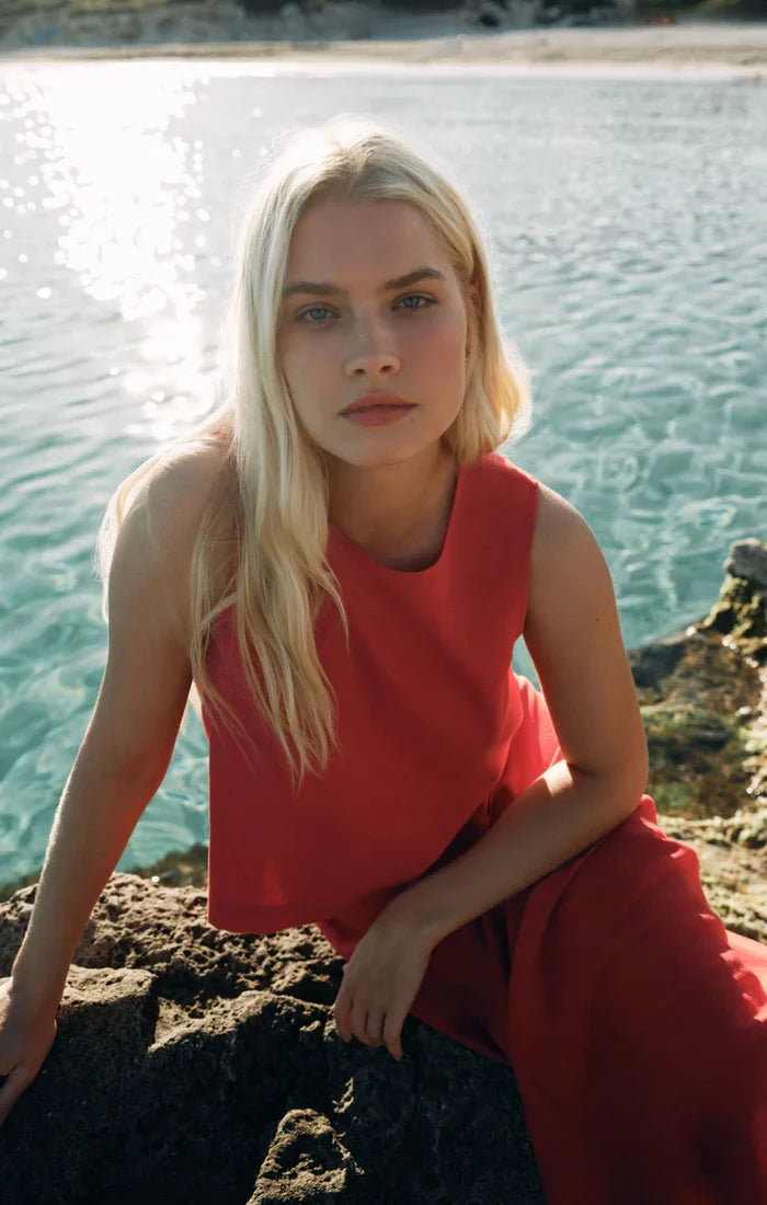 Z Supply Sloane Linen Top - Chili Pepper