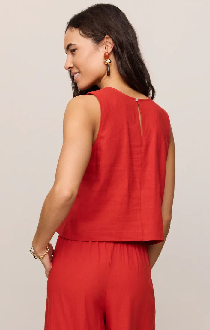 Z Supply Sloane Linen Top - Chili Pepper