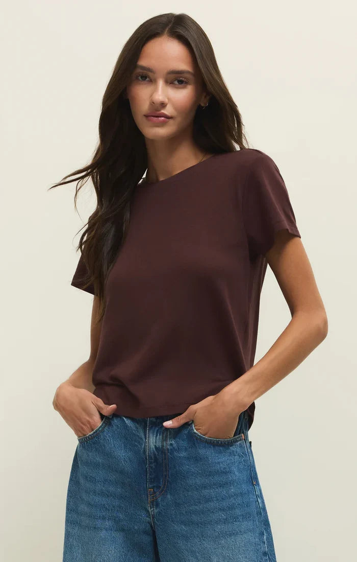 Z Supply Tourist Tee in Chocolate Cherry